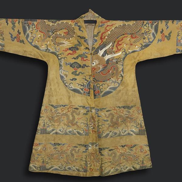 24. Very Rare Yellow Satin Brocade Tibetan Chuba