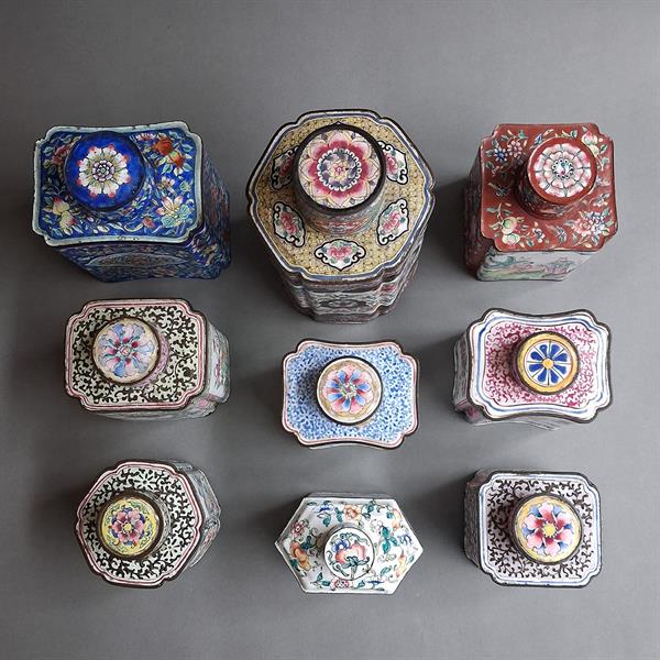 6. Nine Tea Caddies with covers