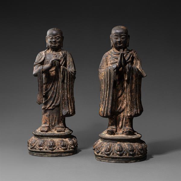 Pair of Bronze Ming Figures