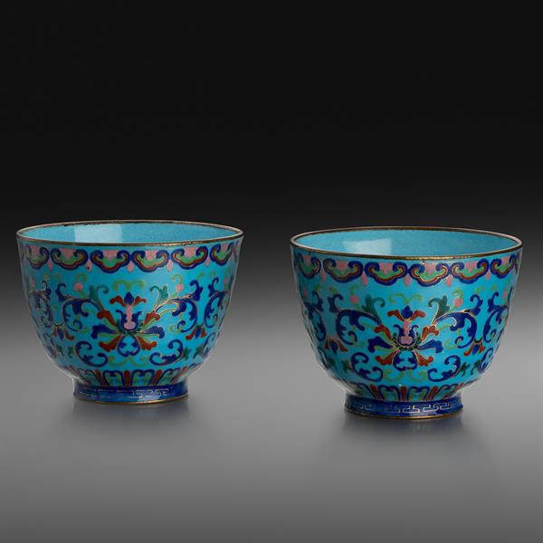 10. Pair of Decorated Canton Enamel Cups