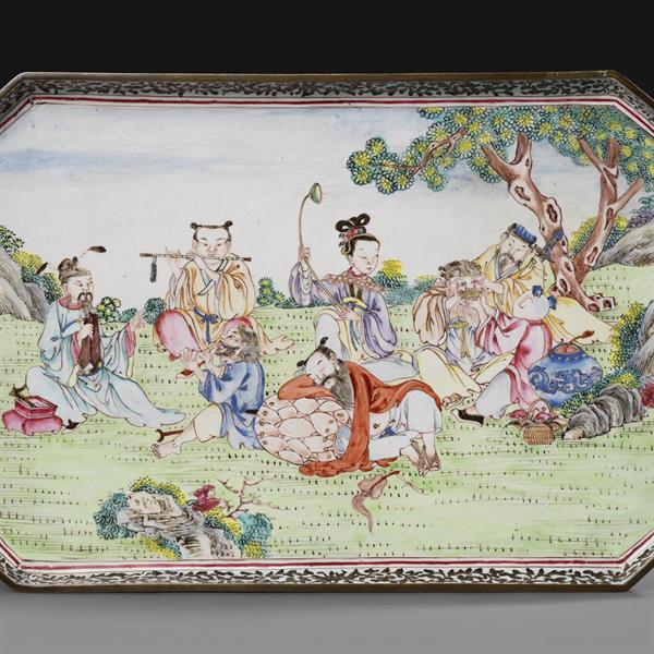 24. Painted Enamel Rectangular Tray