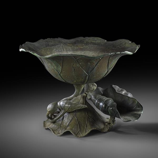 39. Fully Open Lotus Bronze Jardiniere