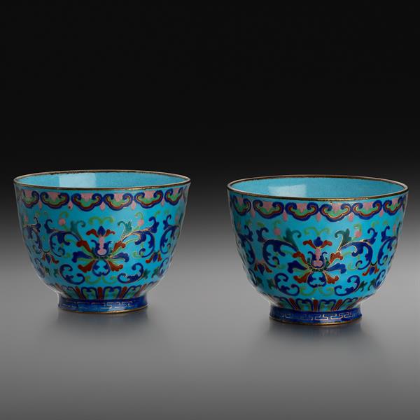 7. Pair of Decorated Canton Enamel Cups